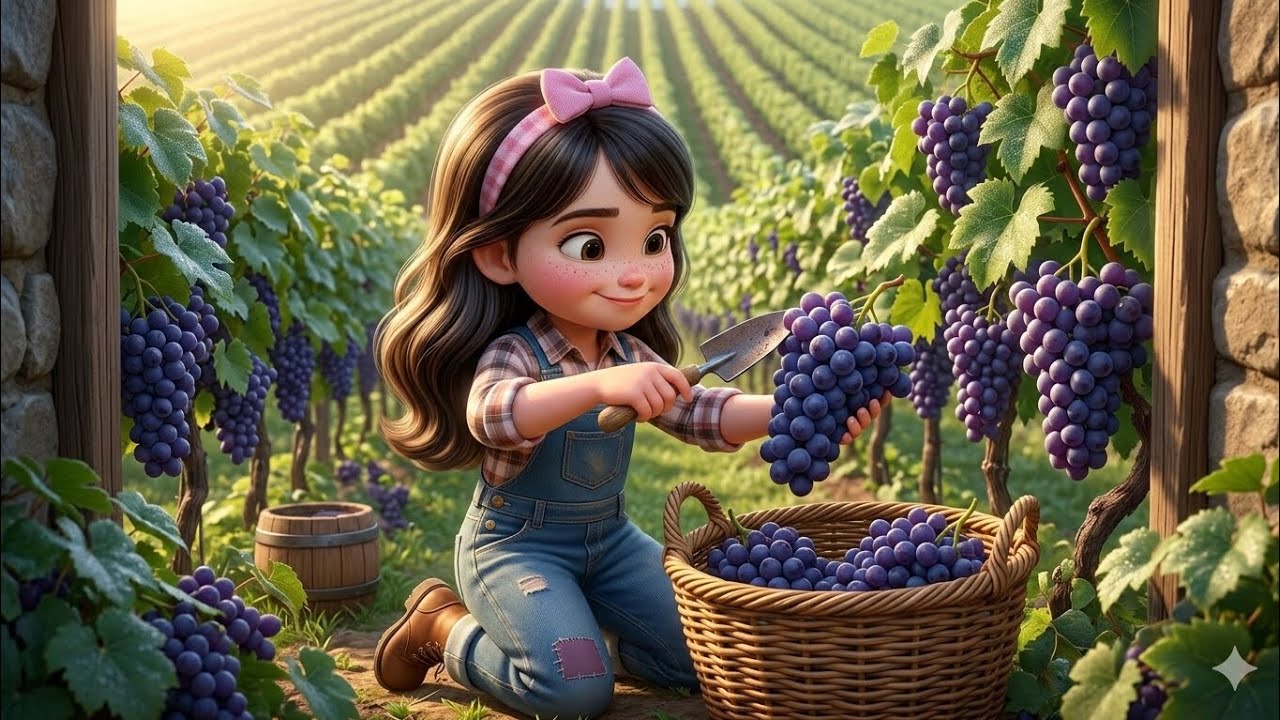 🌿 Little Farmer Girl – From Seed to Sweet Grapes 🍇 | Heartwarming Story