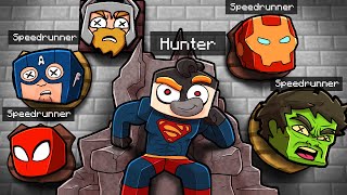 Manhunt but Everyone is SUPERHEROES! (Speedrunner vs 4 Hunters)