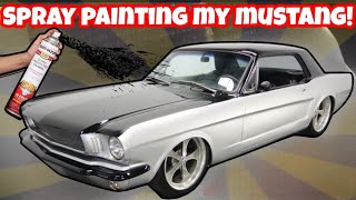 TURBO CAN SPRAY PAINT JOB ON MY 1966 MUSTANG! $1000 BUDGET BUILD BMW CHASSIS SWAP!