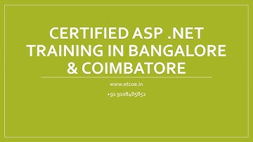Certified ASP .NET TRAINING IN BANGALORE & COIMBATORE-ETCOE.IN