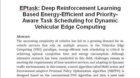 EPtask  Deep Reinforcement Learning Based Energy Efficient and Priority Aware Task Scheduling for Dy