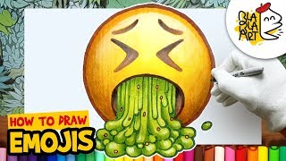 HOW TO DRAW THE FACE VOMITING EMOJI | Awesome Emoji Drawing Step by Step Easy For Kids | BLABLA ART