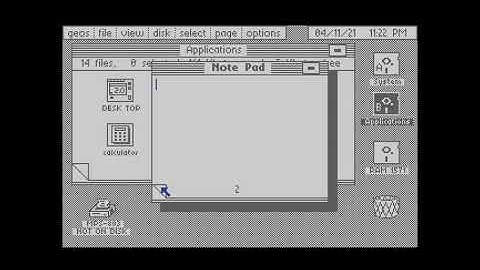 GEOS on C64 - Demonstrating note pad Desk Accessory
