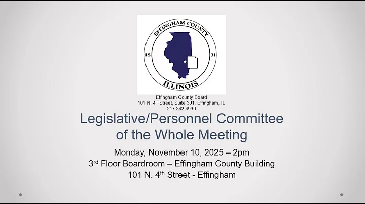 Legislative/Personnel Committee Meeting - Monday, November 10, 2025