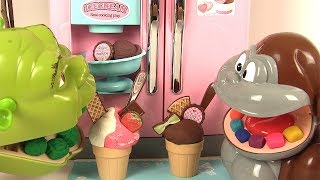 Shrek et le singe mangent des glaces Réfrigérateur Jouet Pâte à Modeler Shrek et le singe mangent des glaces Réfrigérateur Jouet Pâte à Modeler