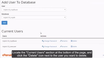 cPanel MySQL Tools - Delete a Database User