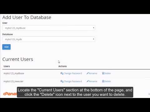 cPanel MySQL Tools - Delete a Database User