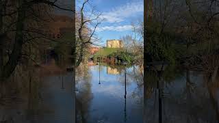 York Flooding Cliffords Tower Reflected In Flood Waters