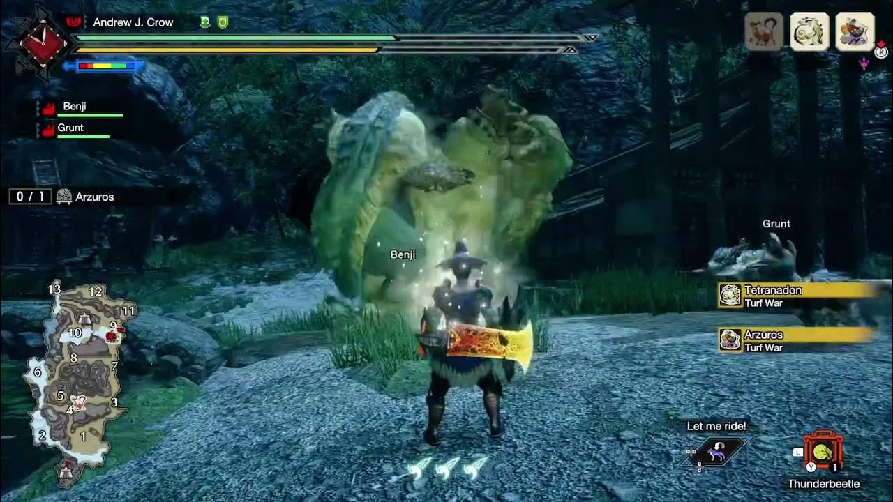 MH rise Arzuros vs Tetranadon (turf war) YouTube