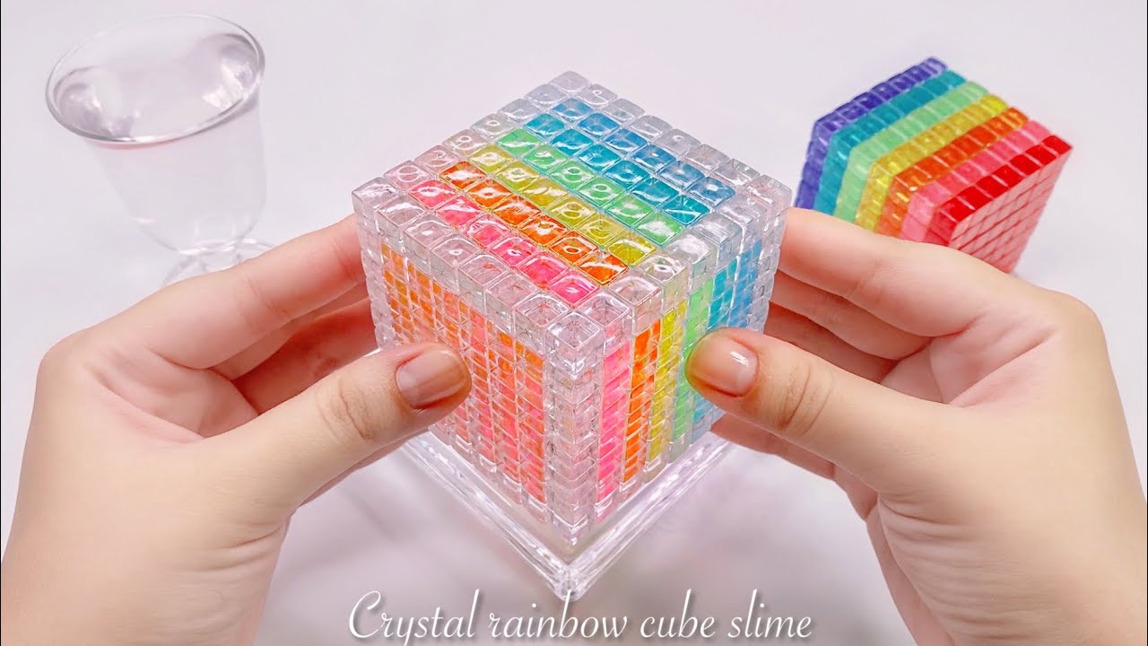 【ASMR】💠BIGクリスタルレインボーキューブスライム🌈【音フェチ】Crystal rainbow cube slime 크리스탈 레인보우 큐브 슬라임