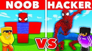 NOOB vs HACKER: I Cheated In a SPIDER MAN Build Challenge in Minecraft