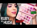 Testei a PALETA DE SOMBRAS da RUBY ROSE que é igual a da HUDA BEAUTY... CARO VS BARATO! 🥊