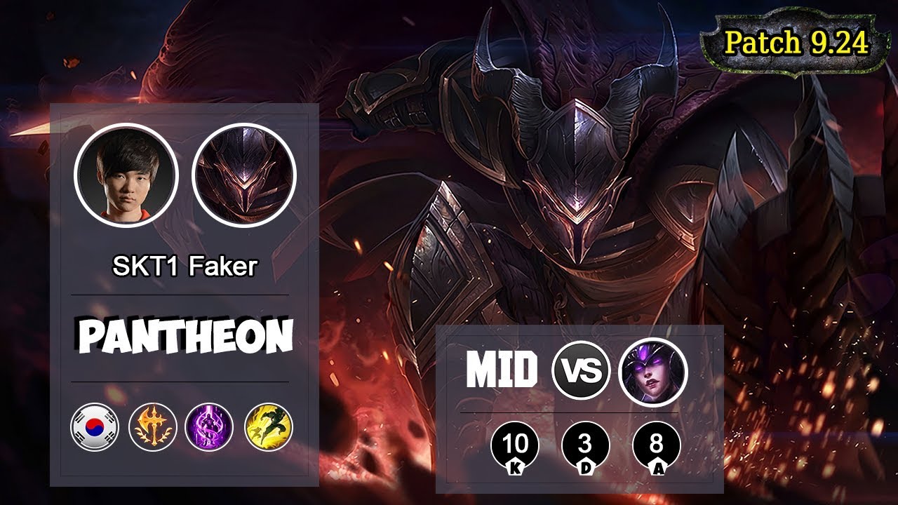 SKT1 FAKER Pantheon MID VS Syndra | LOL | S9 KR Grandmaster - Full Gameplay