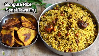 Gongura Rice-Senai-Yam Tawa Fry-Pulichakeerai Sadam-Simple South Indian Lunch Ideas-Variety Rice