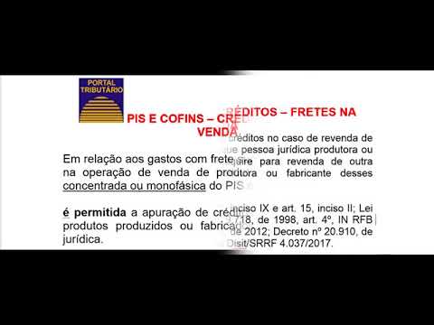 Créditos do PIS e COFINS - Fretes sobre Vendas