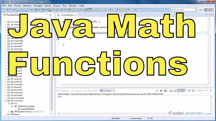 Java Tutorial - 15 - Powers and Square Roots (Math Functions)