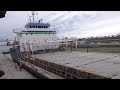 A ship is passing through the Soo Locks.