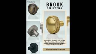 The Brook Collection showcases finely knurled brass knobs. #visioncabinethardware #homedecor #knobs