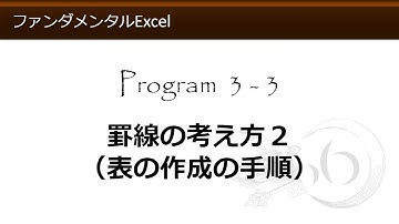 ファンダメンタルExcel 3-3 罫線の考え方２（表の作成の手順）【わえなび】 （ファンダメンタルExcel Program3 罫線）