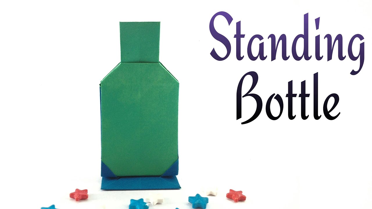 Origami Bottle Stands Vertically Tutorial by Paper Folds YouTube