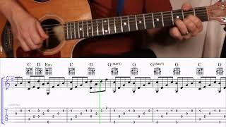 How to Play the Chords to 10,000 Reasons by Matt Redman on Guitar with TAB