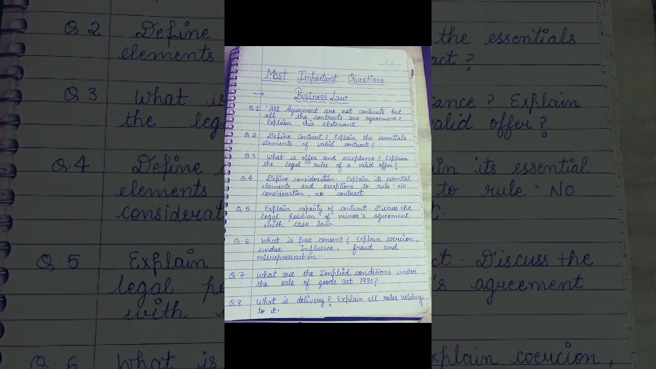 Most important questions of indian contract act !✅ business law 💯