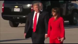 Donald Trump DROPS Melanias hand at her first public appearance since the inauguration