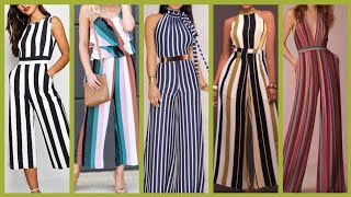 stylish and trendy Striped jumpsuits styles and outfit ideas for office wear girls and women