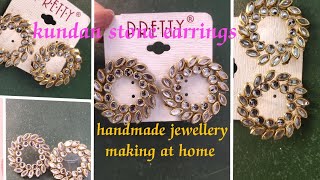 #how to make beautiful earrings at home #kundan stone earrings #handmadejewelleryidea #jewelrydesign