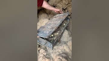 discover a chest full of gold//open a box 🗃️ #treasurehunter #metaldetector #archeology #history