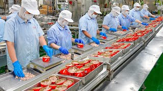 Canned Tuna Processing Plant! Tuna Omelet & Burger Steak Making / 鮪魚罐頭量產工廠  Taiwan Seafood Factory