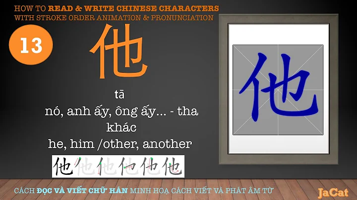 How to read and write Chinese characters (他 tā) Cách đọc và viết chữ Hán kèm hình ảnh và ví dụ