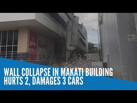 Wall collapse in Makati building hurts 2, damages 3 cars