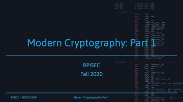 F2020 - Modern Cryptography: Part 1