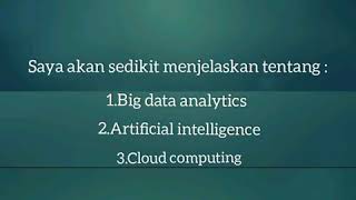 Big data analytics,artificial intelligence,cloud computing