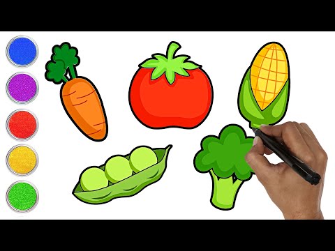 How to Draw Vegetables and Fruits | Drawing and Coloring Veggies for Kids |  Chiki Art - YouTube