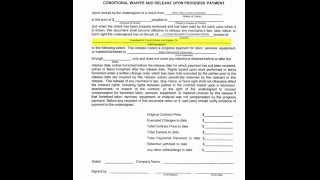 Conditional Waiver Progress Payment