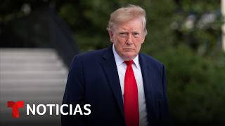 Trump habla con periodistas afuera de la Casa Blanca antes de partir hacia Iowa