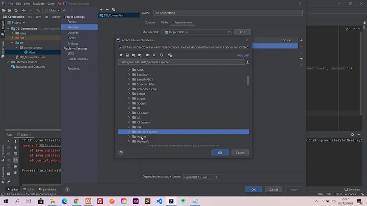 IntelliJ database connection error: java.sql.SQLException: No suitable driver found. SOLVED