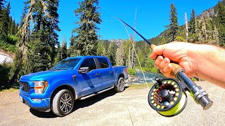 24H SOLO Truck Camping & TROUT FISHING in REMOTE MOUNTAINS!!!