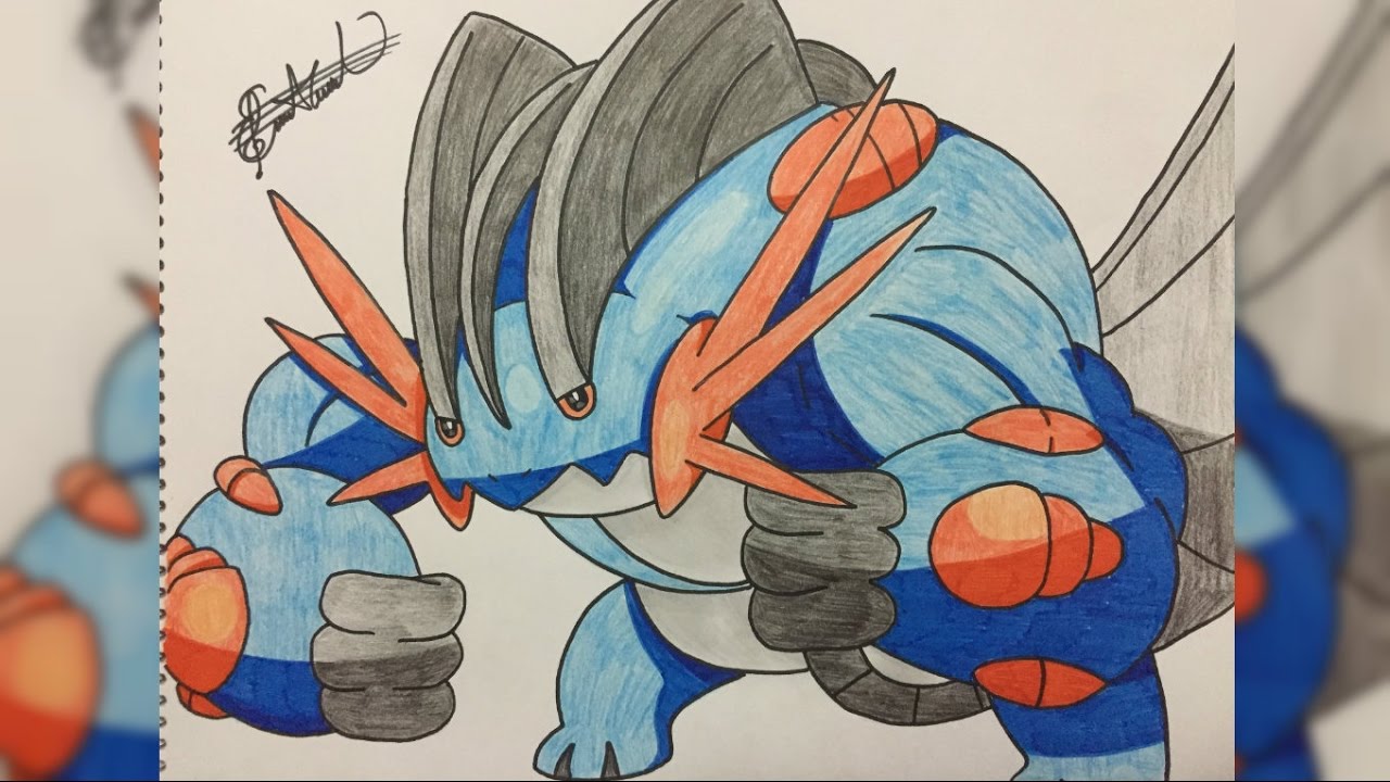 Tutorial de Desenho Mega Swampert + Ash + Cena do Anime