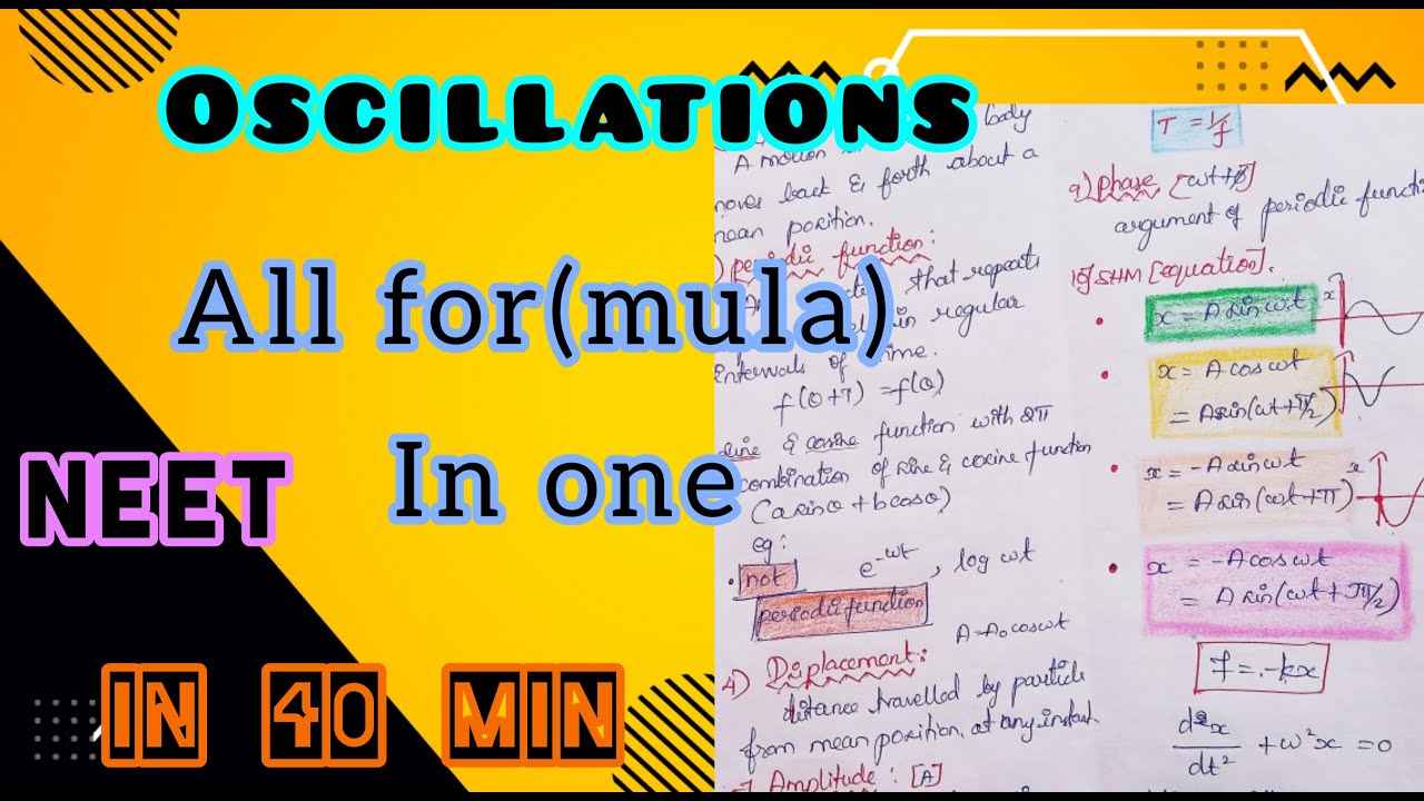 Important formulas/ oscillations/ neet physics in tamil/ YouTube