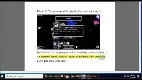 Fix The game you tried to join already started in Among Us