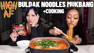 high spicy cheesy samyang noodles cooking and eating mukbang w/ @kelseylovespho