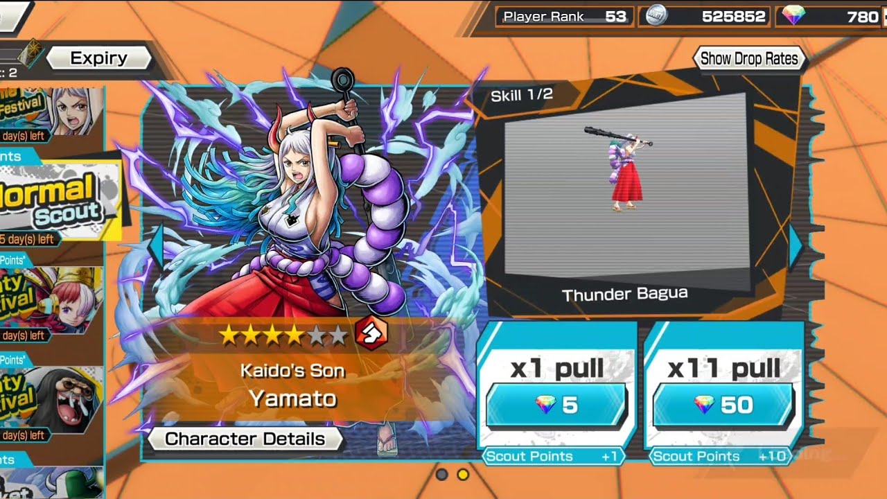 750 Gems Ex Yamato Summon OPBRONE Piece Bounty Rush YouTube