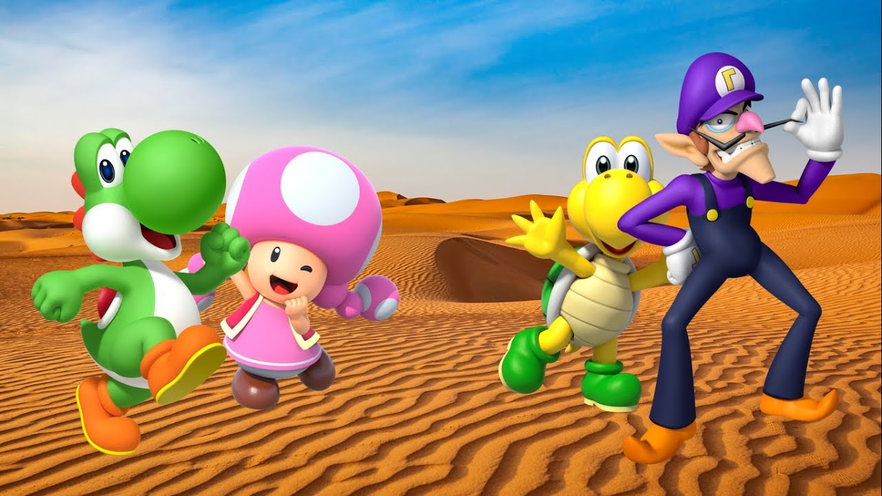 Mario Tennis Aces - Yoshi and Toadette (Tennis Outfit) vs Waluigi and Koopa Troopa