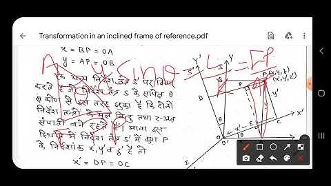 Transformation in an inclined frame of reference