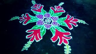 Easy Hibiscus Flowers 7×4 dots Rangoli | Hibiscus Flower Kolam | Life With Samayal | Kolam #1