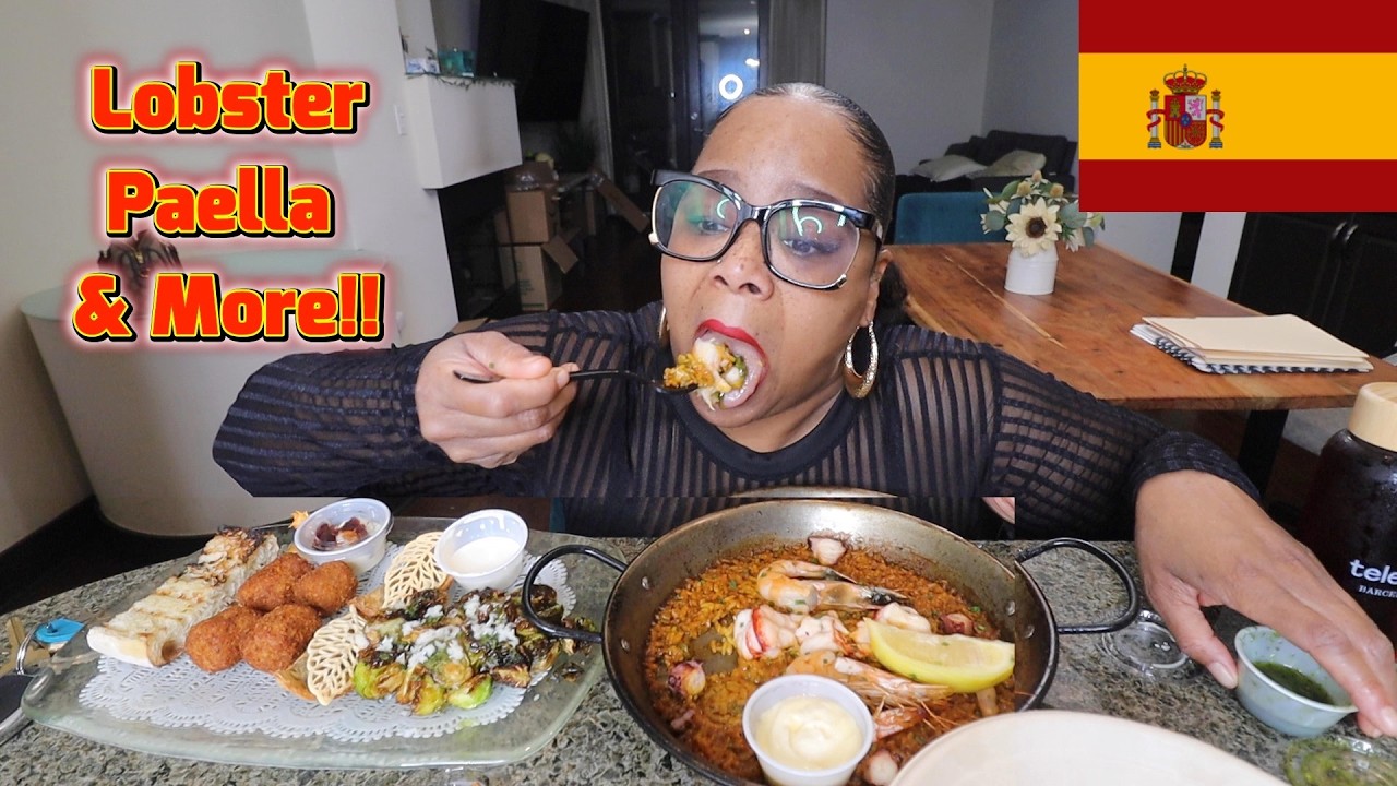 Пробую испанскую кухню впервые. Паэлья с лобстером, крокеты с хамоном, пан кон томате и многое др...