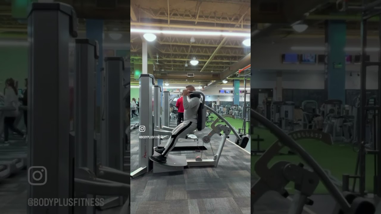 Higher foot placement on the platform on any squat machine will help to emphasize the glute #glutes